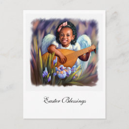 イースター恵み。リトルアフリカンアメリカン・エンジェル シーズンポストカード
