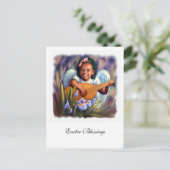 イースター恵み。リトルアフリカンアメリカン・エンジェル シーズンポストカード (スタンド正面)