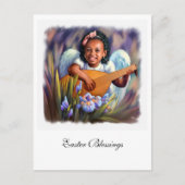 イースター恵み。リトルアフリカンアメリカン・エンジェル シーズンポストカード (正面)