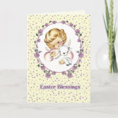 イースター恵み。リトルエンジェルと子羊の復活祭 シーズンカード (正面)