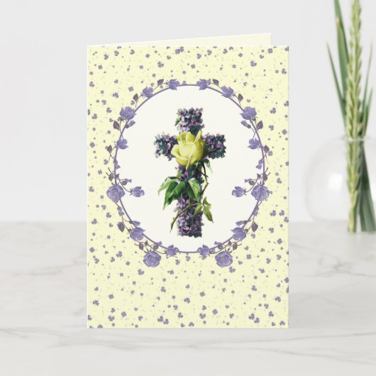 イースター恵み。ヴィンテージクロス宗教復活祭 シーズンカード (正面)