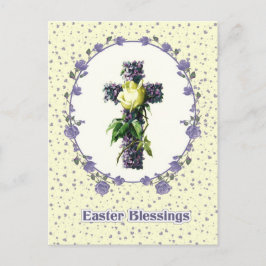 イースター恵み。ヴィンテージフローラクロス宗教 シーズンポストカード