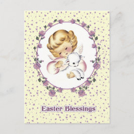 イースター恵み。ヴィンテージリトルエンジェルと子羊 シーズンポストカード