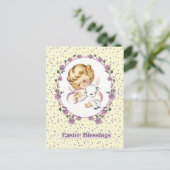 イースター恵み。ヴィンテージリトルエンジェルと子羊 シーズンポストカード (スタンド正面)