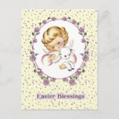 イースター恵み。ヴィンテージリトルエンジェルと子羊 シーズンポストカード (正面)