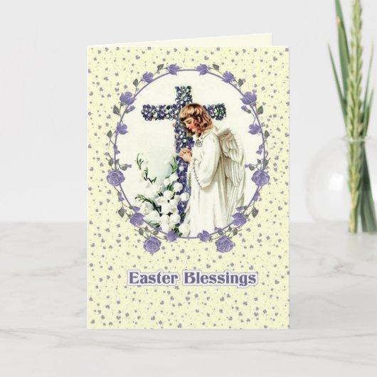 イースター恵み。ヴィンテージ祈の天使の宗教 シーズンカード (正面)