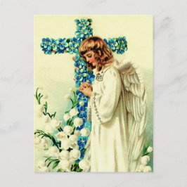 イースター恵み。ヴィンテージ祈の天使の宗教 シーズンポストカード