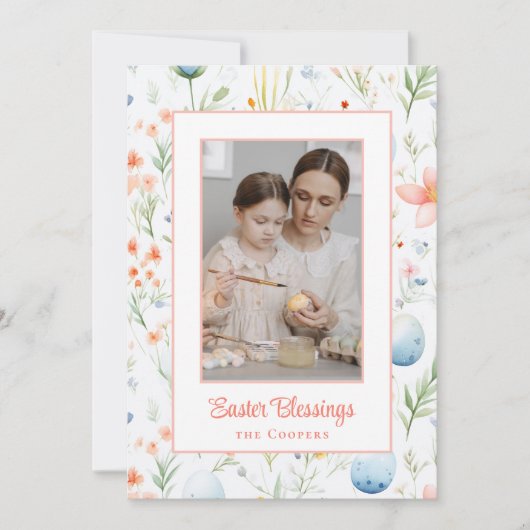 イースター恵み |写真カスタムと名前 |植物学 シーズンカード (正面)
