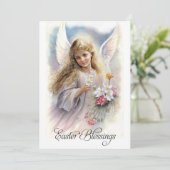 イースター恵み。美しい小さな天使の宗教 シーズンカード (スタンド正面)