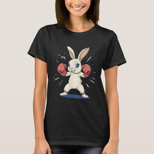 イースター愛好家のためのボクシンググローブを持った素晴らしいウサギ Tシャツ (正面)