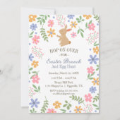 イースター招待状おもしろいかわいいバニーのためのブランチ 招待状 (正面)