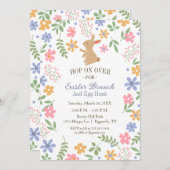 イースター招待状おもしろいかわいいバニーのためのブランチ 招待状 (正面/裏面)