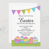 イースター招待状の卵狩りまたはブランチ 招待状 (正面/裏面)