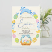 イースター招待状ブランチ卵狩りバニーラビット 招待状 (スタンド正面)