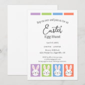 イースター招待状 ウサギのマス目の卵の宝探し付き 招待状 (正面/裏面)