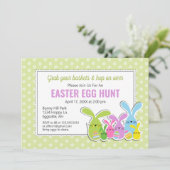 イースター招待状 ウサギの群れと卵の宝探し 招待状 (スタンド正面)
