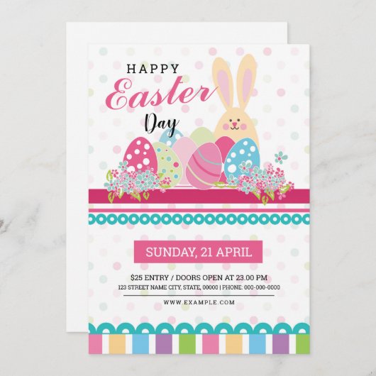 イースター招待状 招待状 (正面/裏面)
