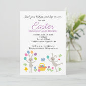 イースター招待 かわいいウサギのジャグリングと卵の宝探し 招待状 (スタンド正面)