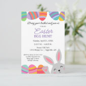 イースター招待 かわいいウサギ きれいな卵 招待状 (スタンド正面)