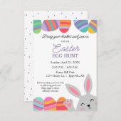 イースター招待 かわいいウサギ きれいな卵 招待状 (正面/裏面)