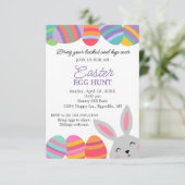 イースター招待 かわいいウサギ きれいな卵 招待状 (スタンド正面)