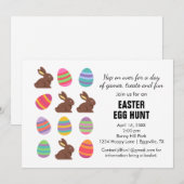 イースター招待 かわいい楽しいゲーム エッグハント付き 招待状 (正面/裏面)