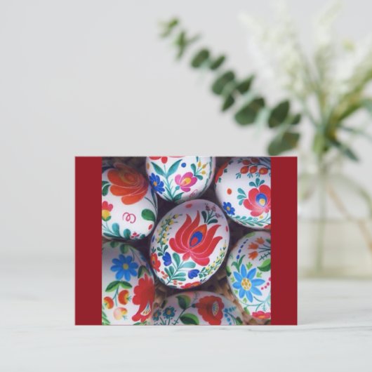 イースター挨拶のハンガリー人のKalocsaiの卵 シーズンポストカード (スタンド正面)