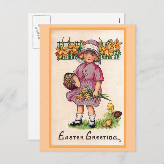 イースター挨拶のヴィンテージのイースターイラストレーション シーズンポストカード (正面/裏面)