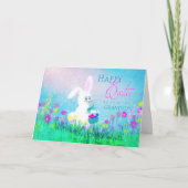 イースター挨拶-孫-イースターのウサギ-花 シーズンカード (正面)