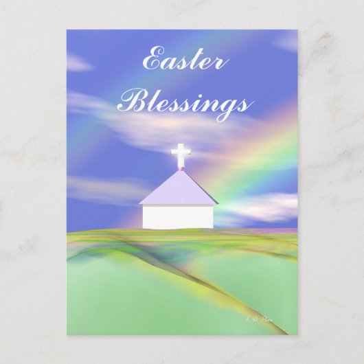 イースター教会とレインボー シーズンポストカード (正面)