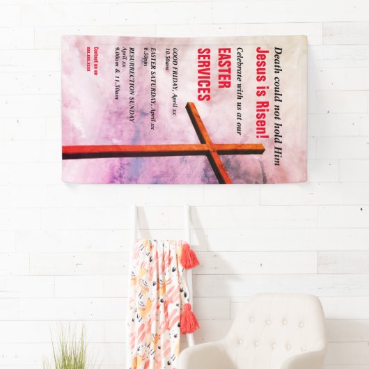 イースター教会サービス | イエス様が生まれ変わった 横断幕 (インサイチュ)