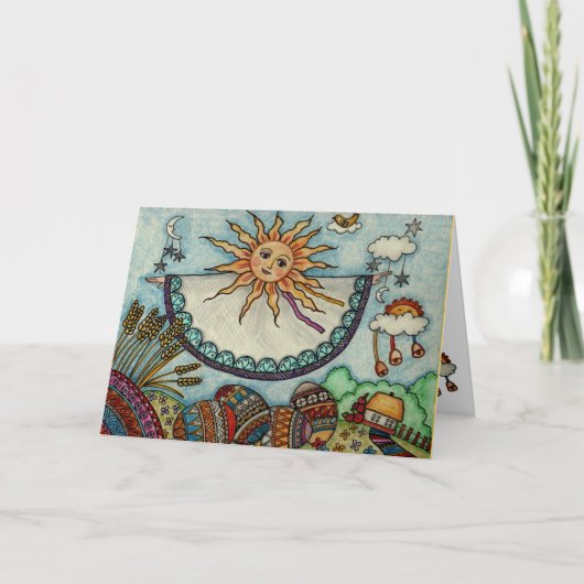 イースター日の出のウクライナの民芸 シーズンカード (正面)