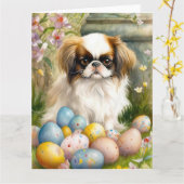 イースター日本のエッグの付いたあご カード (黄色い花)