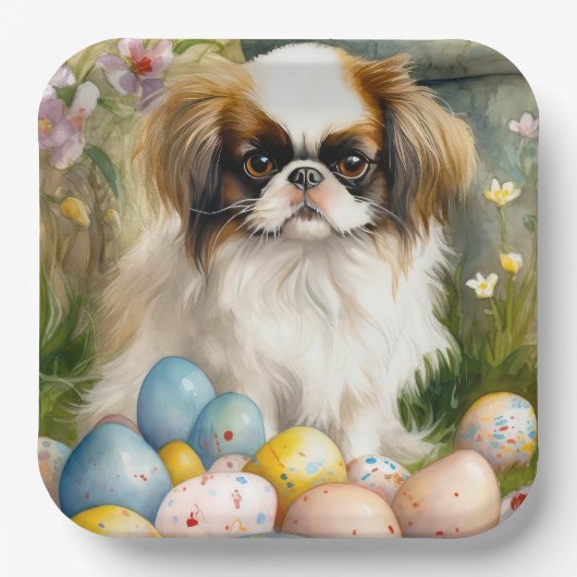 イースター日本のエッグの付いたあご ペーパープレート (正面)