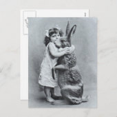 イースター旧式な郵便はがきの女の子愛バニー シーズンポストカード (正面/裏面)