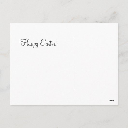 イースター旧式な郵便はがきの巨大なウサギの女の子キャンデー シーズンポストカード (裏面)