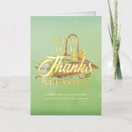 イースター春の花の感謝していバスケットイースタービジネス 箔グリーティングカード