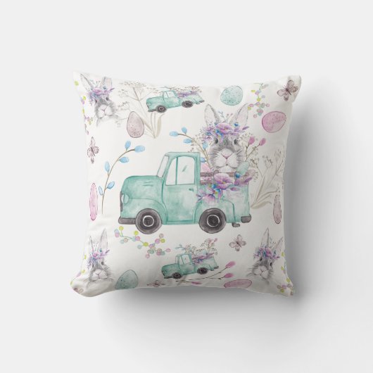 イースター春ウォーターカラーデザイン クッション (正面)