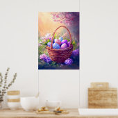 イースター春バスケット卵狩りウォールアート ポスター (キッチン)