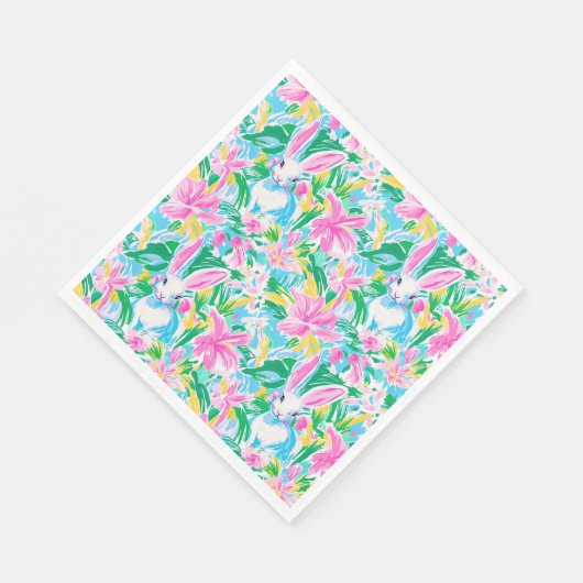 イースター春バニーズフラワー名門私立校風のズ スタンダードランチョンナプキン (角)