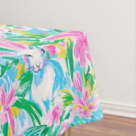 イースター春バニーズフラワー名門私立校風のズ テーブルクロス