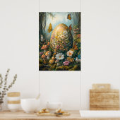 イースター春フォレスト自然絵を描野生動物 ポスター (キッチン)