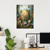 イースター春フォレスト自然絵を描野生動物 ポスター (ホームオフィス)