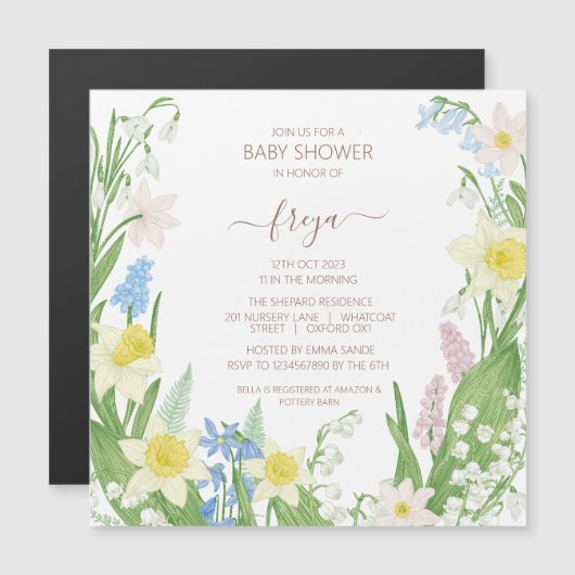 イースター春ベビーシャワー磁気招待状 (正面/裏面)