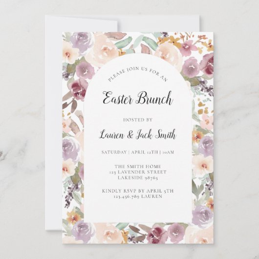 イースター春ヴィンテージフローラアーチ 招待状 (正面)