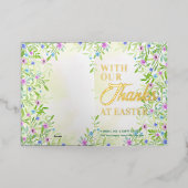 イースター春感謝していワルドフラワーズ 箔グリーティングカード (外側レイダウン)