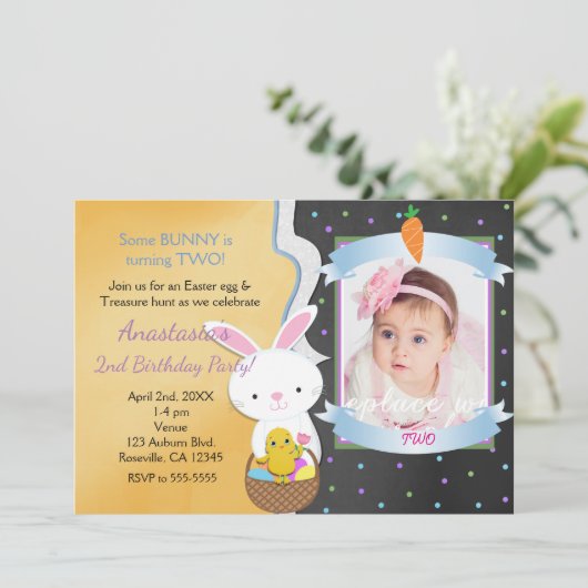イースター春誕生日パーティフォト招待状 招待状 (スタンド正面)