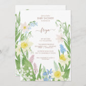 イースター春開花フローラベビーシャワー 招待状 (正面/裏面)