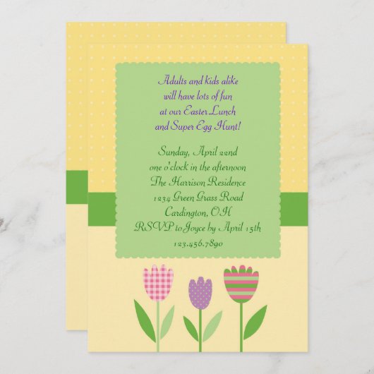 イースター昼食および卵の狩りの招待状 招待状 (正面/裏面)