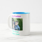 イースター最高のグランパEver Grandkidsの写真 ツートーンマグカップ (正面左)